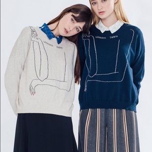 Miss patina unicorn sweater navy one size